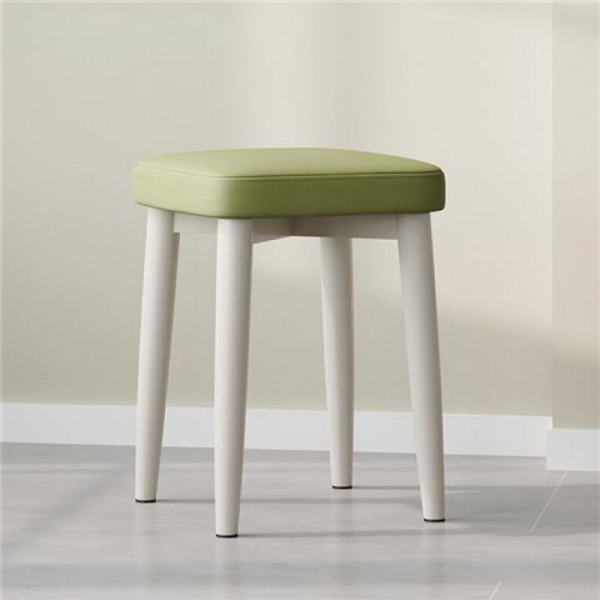 Contemporary Scandinavian Fabric Leather Iron Latex Square Stool Stackable For Living Room - Image 16