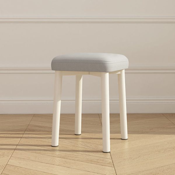 Contemporary Scandinavian Fabric Leather Iron Latex Square Stool Stackable For Living Room - Image 19