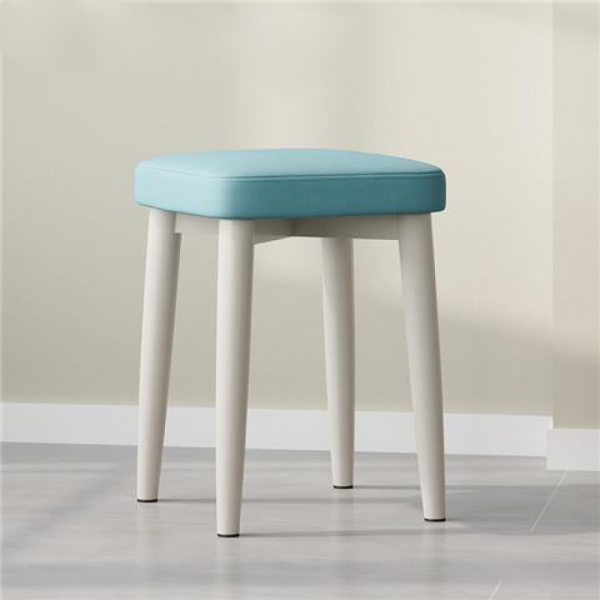 Contemporary Scandinavian Fabric Leather Iron Latex Square Stool Stackable For Living Room - Image 15