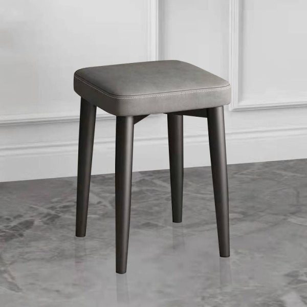 Contemporary Scandinavian Fabric Leather Iron Latex Square Stool Stackable For Living Room - Image 21