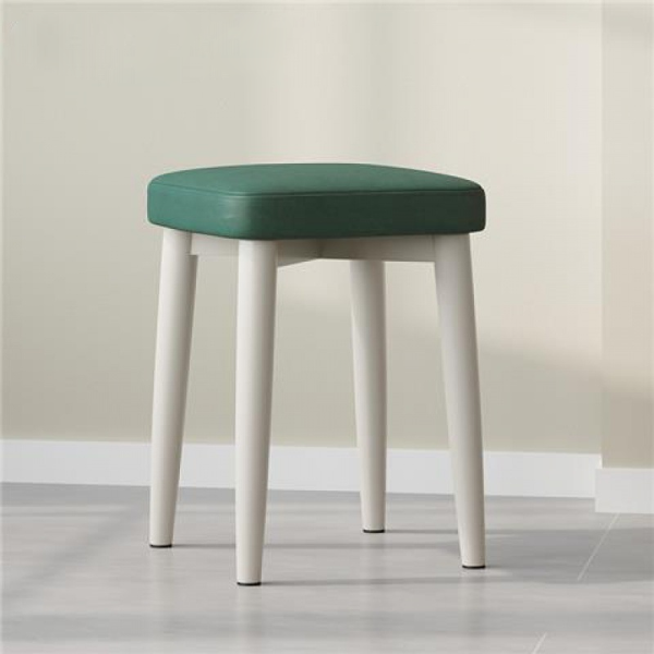 Contemporary Scandinavian Fabric Leather Iron Latex Square Stool Stackable For Living Room - Image 17