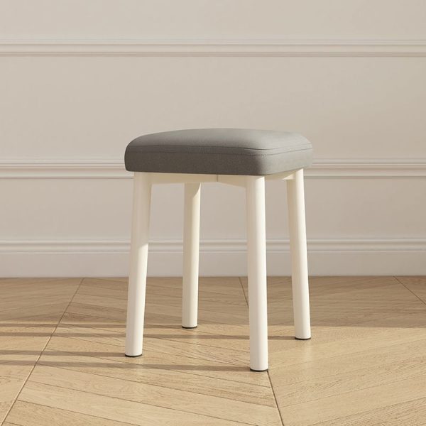 Contemporary Scandinavian Fabric Leather Iron Latex Square Stool Stackable For Living Room - Image 18
