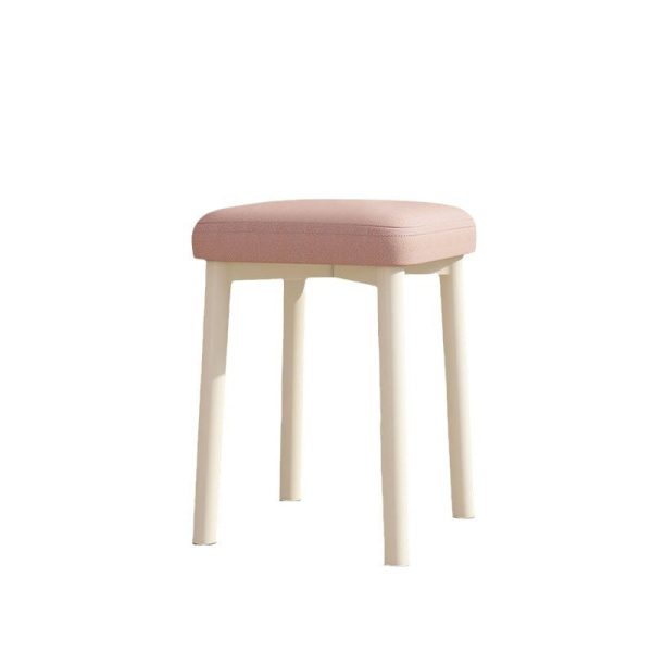 Contemporary Scandinavian Fabric Leather Iron Latex Square Stool Stackable For Living Room - Image 22