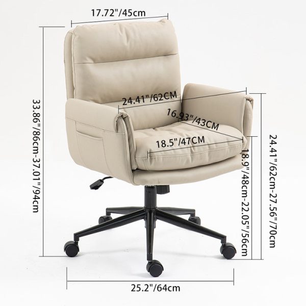 Modern Minimalist Leather Sponge Cotton Sponge Steel Square Desk Chair Backrest Adjustable For Home Office - Image 4