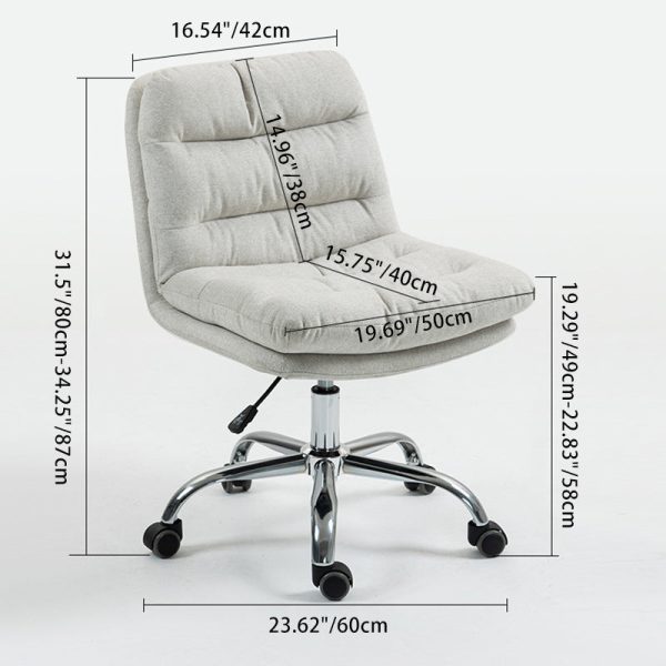 Modern Minimalist Fabric Cotton Sponge Steel Square Desk Chair Backrest Movable For Home Office - Image 3