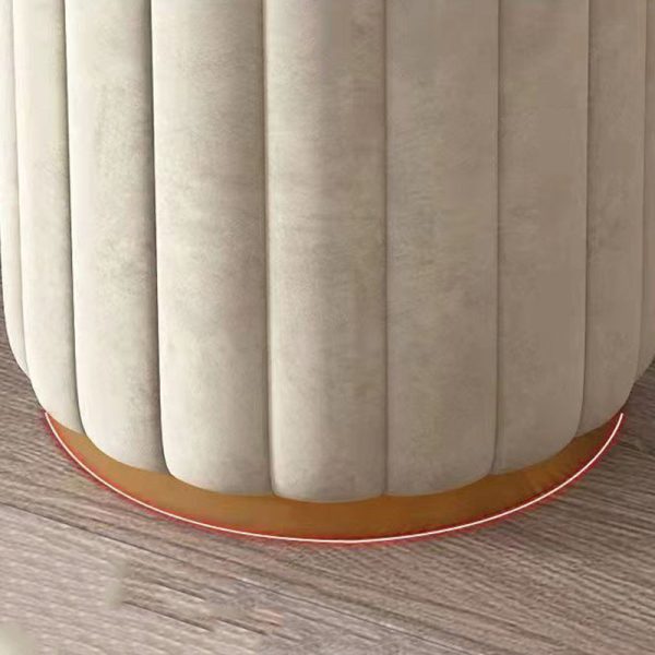 Contemporary Scandinavian Velvet Wood Stainless Steel Sponge Round Vanity Stool Containable For Bedroom - Image 10