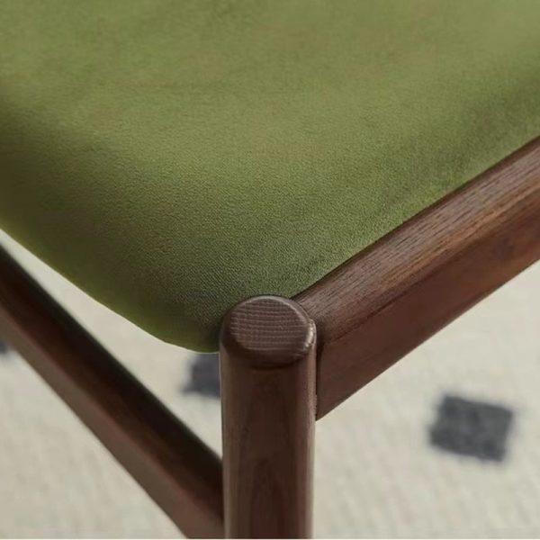 Traditional French Rubber Wood Velvet Sponge Square Cow Horn Dining Chair Backrest For Dining Room - Image 7