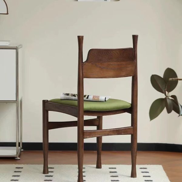 Traditional French Rubber Wood Velvet Sponge Square Cow Horn Dining Chair Backrest For Dining Room - Image 13