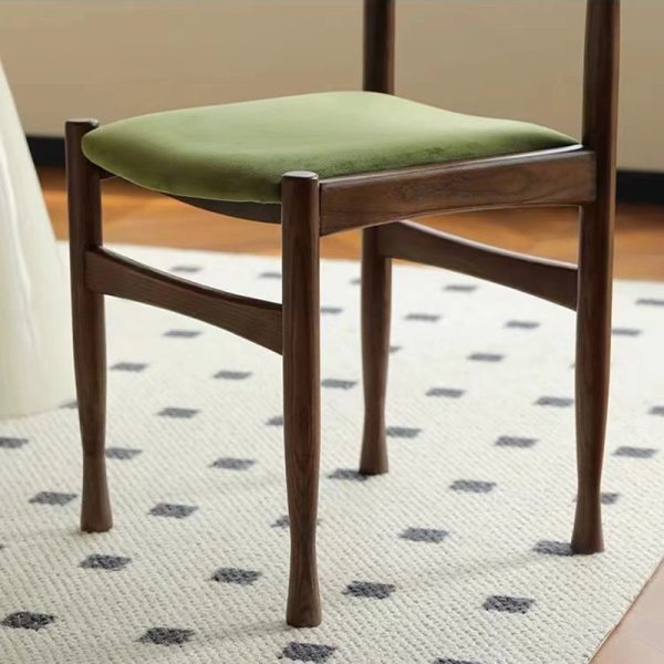 Traditional French Rubber Wood Velvet Sponge Square Cow Horn Dining Chair Backrest For Dining Room - Image 11