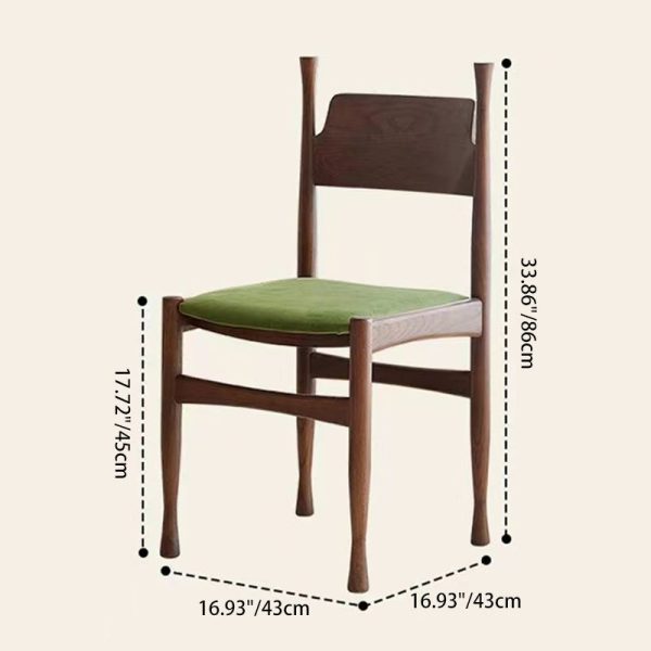 Traditional French Rubber Wood Velvet Sponge Square Cow Horn Dining Chair Backrest For Dining Room - Image 6