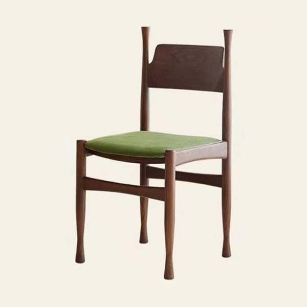 Traditional French Rubber Wood Velvet Sponge Square Cow Horn Dining Chair Backrest For Dining Room - Image 19