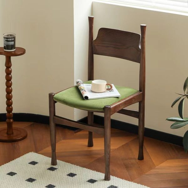 Traditional French Rubber Wood Velvet Sponge Square Cow Horn Dining Chair Backrest For Dining Room - Image 2
