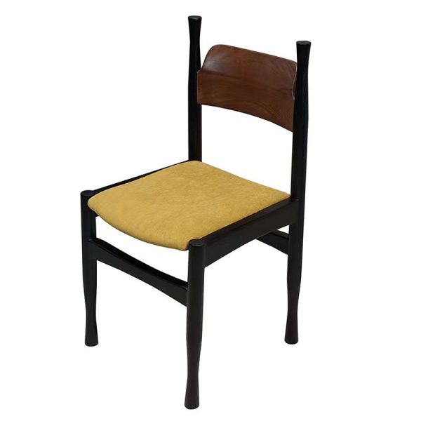 Traditional French Rubber Wood Velvet Sponge Square Cow Horn Dining Chair Backrest For Dining Room - Image 24