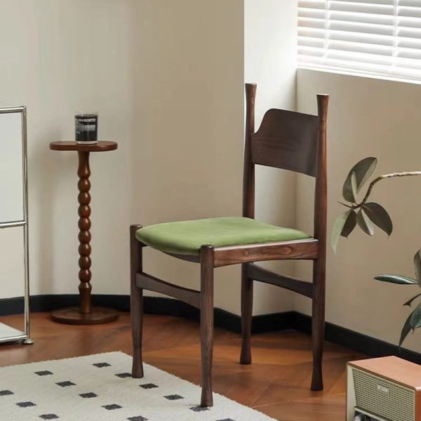 Traditional French Rubber Wood Velvet Sponge Square Cow Horn Dining Chair Backrest For Dining Room - Image 14