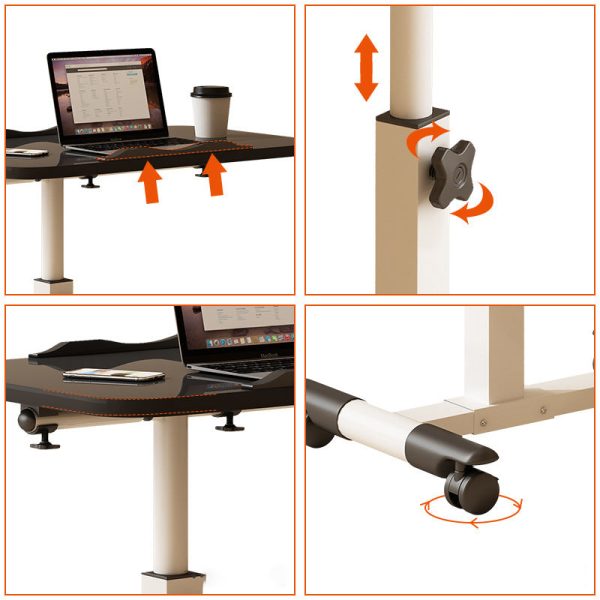 Modern Minimalist Rectangle Density Plate Stainless Steel Desk Liftable 4-Leg For Home Office - Image 8