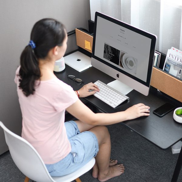 Modern Minimalist Rectangle Carbon Steel Medium Fiber Density Board Desk 4-Leg For Home Office - Image 2