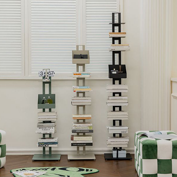 Modern Minimalist Iron Rectangular Bookshelf With 6/8/10 Tiers For Living Room & Home Office
