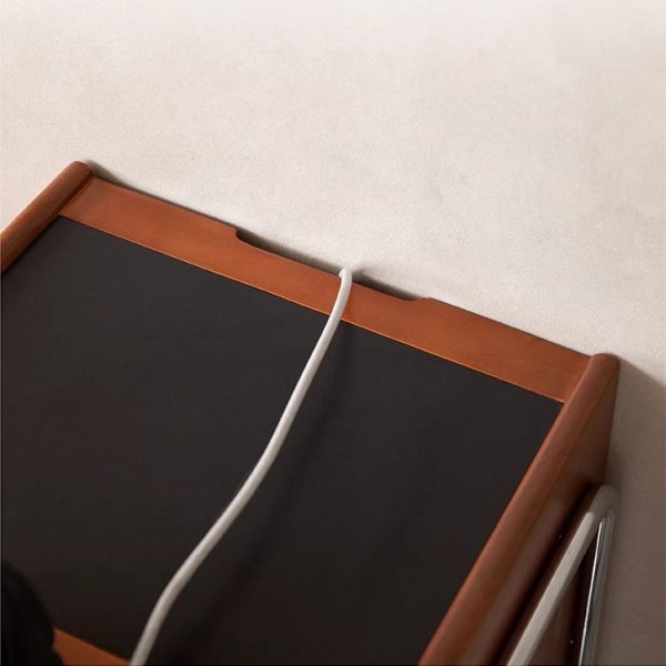Contemporary Creative Pine Stainless Steel Curved Square Nightstand With 2 Drawers For Bedroom - Image 6