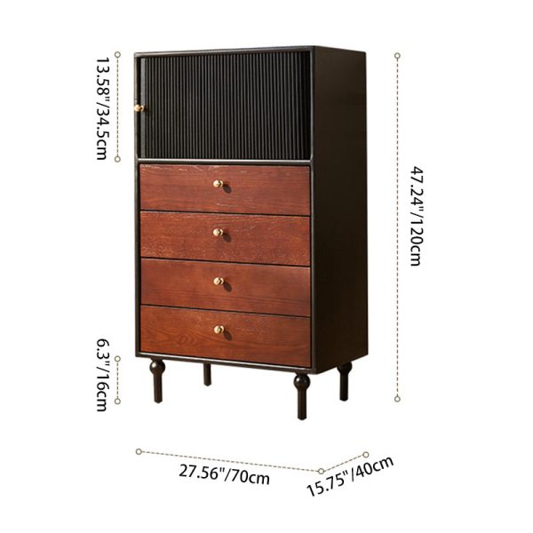 Traditional Vintage Solid Wood Rectangular Storage Cabinet With 4 Drawers For Bedroom & Living Room - Image 4