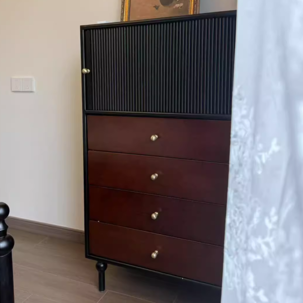Traditional Vintage Solid Wood Rectangular Storage Cabinet With 4 Drawers For Bedroom & Living Room - Image 14