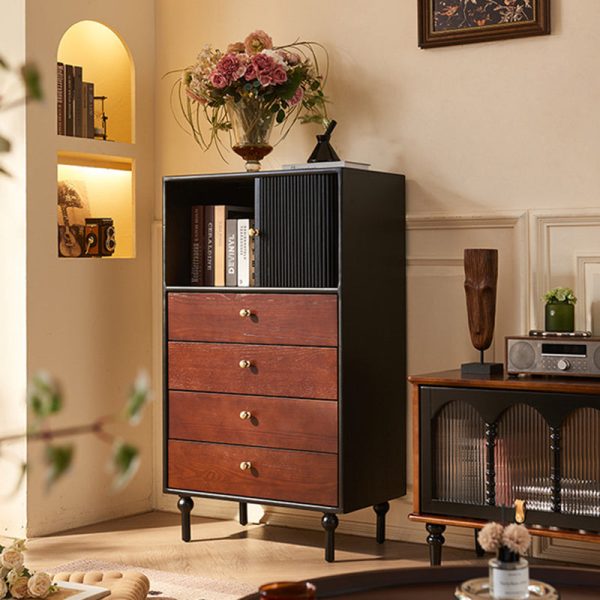 Traditional Vintage Solid Wood Rectangular Storage Cabinet With 4 Drawers For Bedroom & Living Room - Image 2