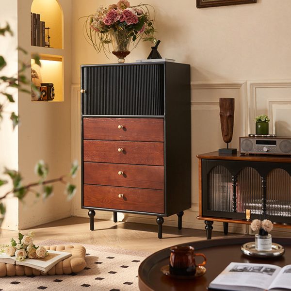 Traditional Vintage Solid Wood Rectangular Storage Cabinet With 4 Drawers For Bedroom & Living Room - Image 3