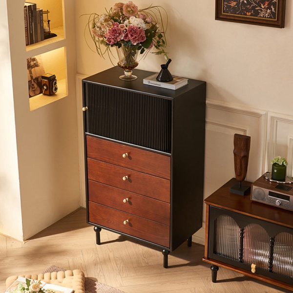Traditional Vintage Solid Wood Rectangular Storage Cabinet With 4 Drawers For Bedroom & Living Room - Image 12