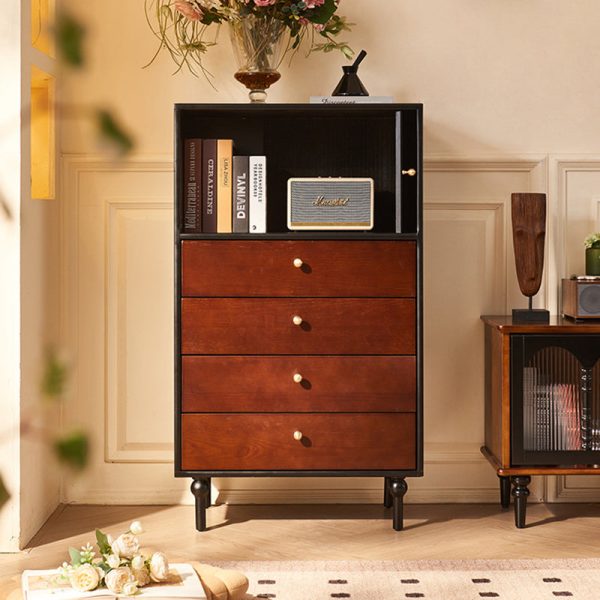 Traditional Vintage Solid Wood Rectangular Storage Cabinet With 4 Drawers For Bedroom & Living Room - Image 13