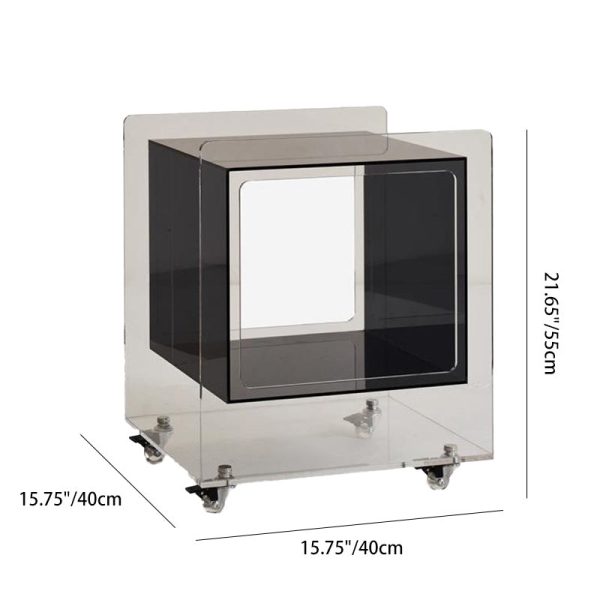 Modern Minimalist Acrylic Cube Side Table With Wheels For Bedroom & Living Room - Image 4