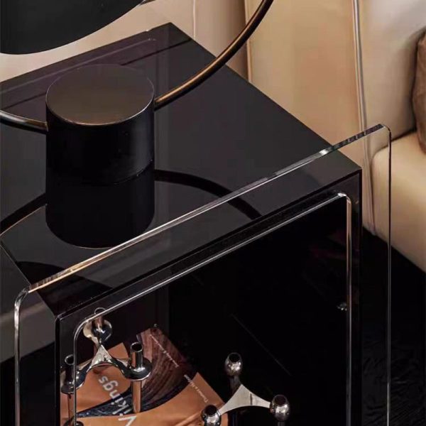 Modern Minimalist Acrylic Cube Side Table With Wheels For Bedroom & Living Room - Image 8