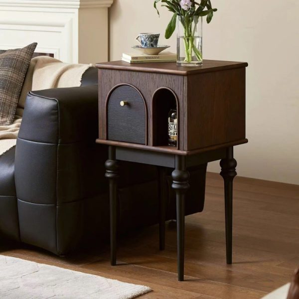 Traditional French Solid Wood Rectangular Side Table For Living Room