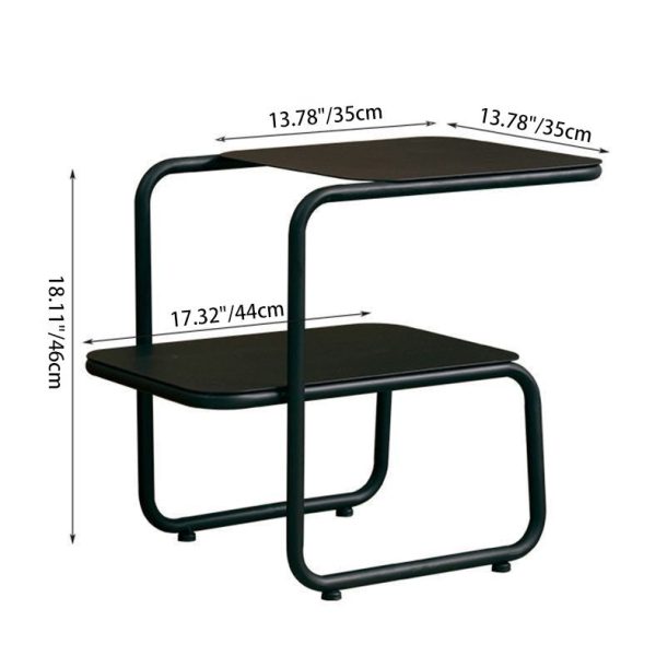 Modern Minimalist Iron Rectangular Side Table With 2-Tier Storage For Bedroom & Living Room - Image 4