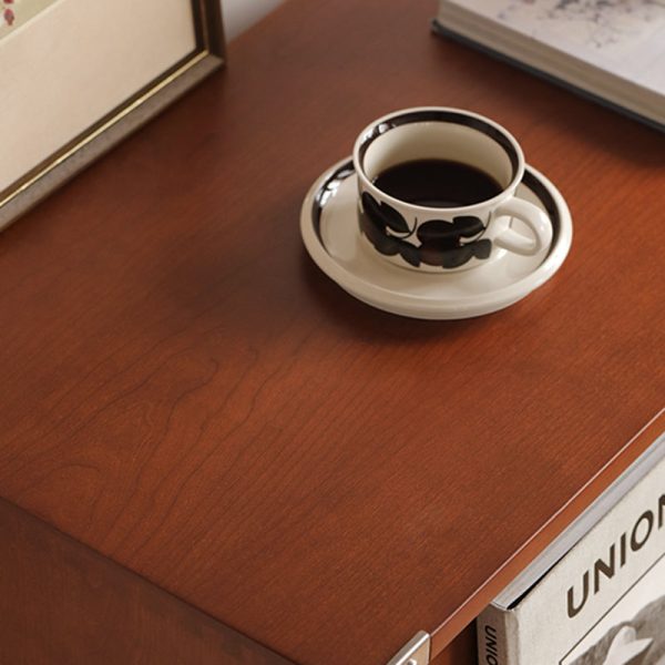 Modern Mid-Century Wooden And Stainless Steel Rectangular Side Table 1-Cabinet For Living Room - Image 9
