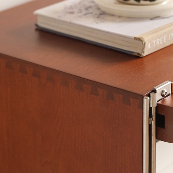Modern Mid-Century Wooden And Stainless Steel Rectangular Side Table 1-Cabinet For Living Room - Image 7