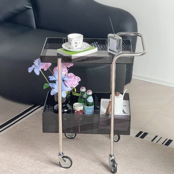 Modern Minimalist Acrylic Metal Rectangular Side Table 2-Tier For Living Room And Bedroom - Image 3