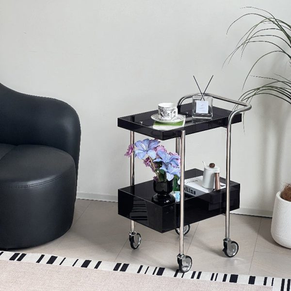 Modern Minimalist Acrylic Metal Rectangular Side Table 2-Tier For Living Room And Bedroom - Image 12
