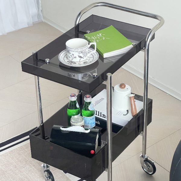 Modern Minimalist Acrylic Metal Rectangular Side Table 2-Tier For Living Room And Bedroom - Image 14