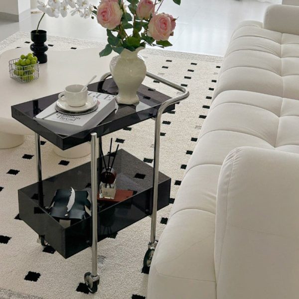 Modern Minimalist Acrylic Metal Rectangular Side Table 2-Tier For Living Room And Bedroom - Image 10