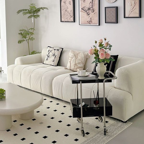Modern Minimalist Acrylic Metal Rectangular Side Table 2-Tier For Living Room And Bedroom - Image 19