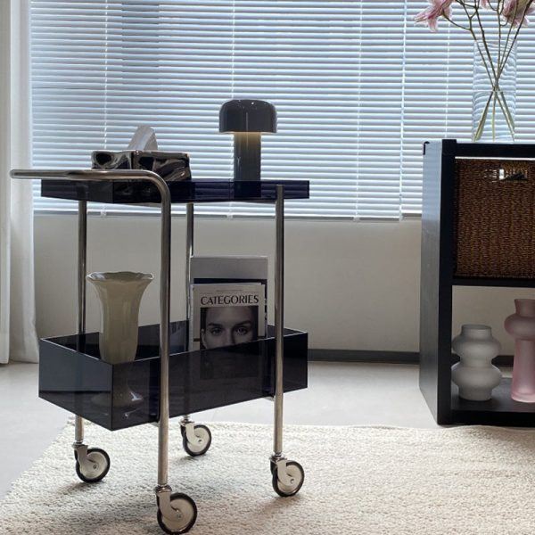 Modern Minimalist Acrylic Metal Rectangular Side Table 2-Tier For Living Room And Bedroom - Image 20