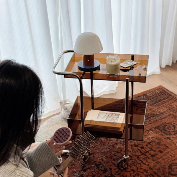 Modern Minimalist Acrylic Metal Rectangular Side Table 2-Tier For Living Room And Bedroom - Image 18