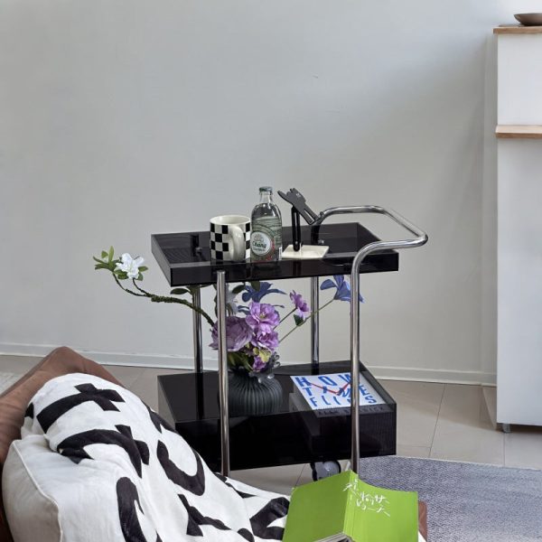 Modern Minimalist Acrylic Metal Rectangular Side Table 2-Tier For Living Room And Bedroom - Image 13