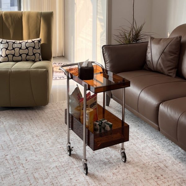 Modern Minimalist Acrylic Metal Rectangular Side Table 2-Tier For Living Room And Bedroom - Image 16