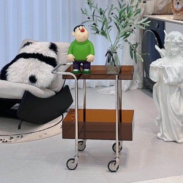 Modern Minimalist Acrylic Metal Rectangular Side Table 2-Tier For Living Room And Bedroom - Image 2