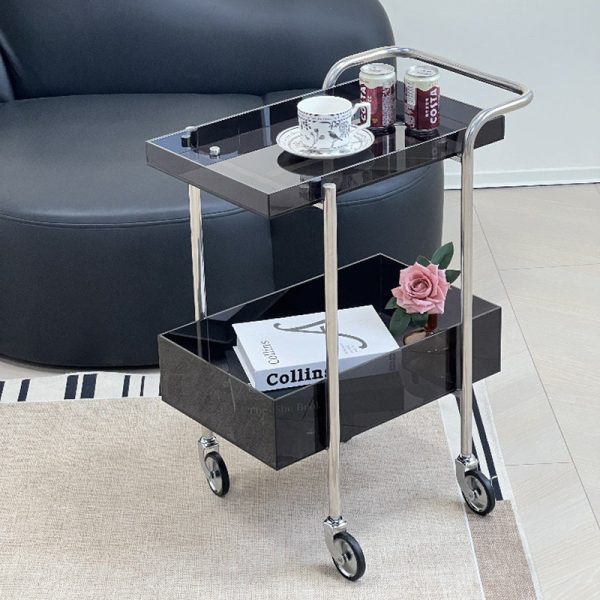 Modern Minimalist Acrylic Metal Rectangular Side Table 2-Tier For Living Room And Bedroom - Image 7