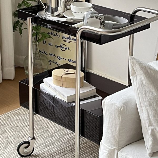 Modern Minimalist Acrylic Metal Rectangular Side Table 2-Tier For Living Room And Bedroom - Image 9