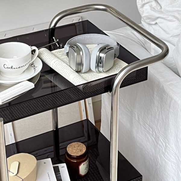 Modern Minimalist Acrylic Metal Rectangular Side Table 2-Tier For Living Room And Bedroom - Image 5