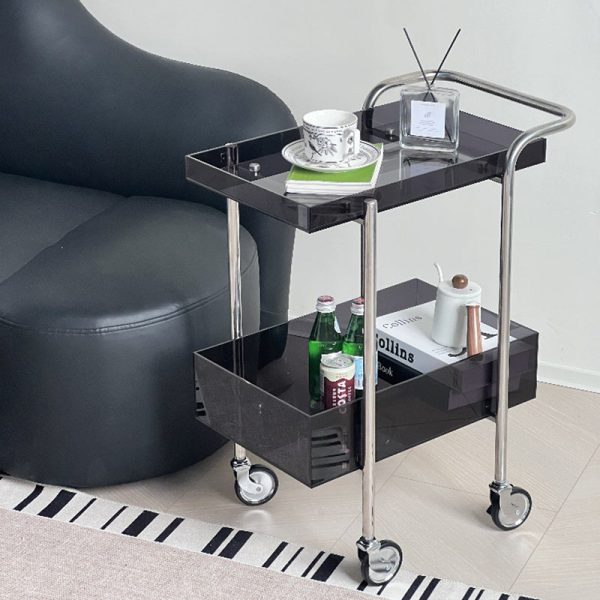 Modern Minimalist Acrylic Metal Rectangular Side Table 2-Tier For Living Room And Bedroom - Image 15