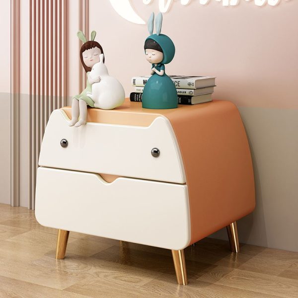 Contemporary Creative Microfiber Leather, Wood & Carbon Steel Cat-Shaped Nightstand With 2-Drawer For Kids' Bedroom - Image 10