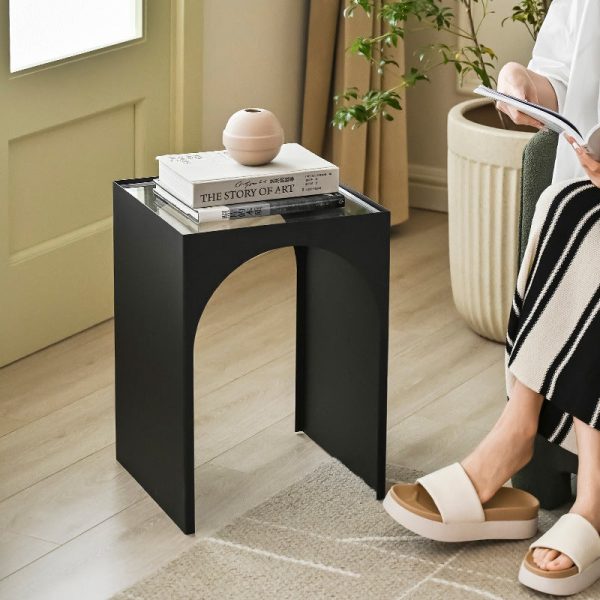 Modern Minimalist Iron & Acrylic Rectangular Arch Side Table For Living Room & Bedroom - Image 6